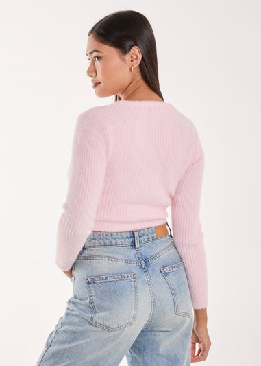 Pink Vanilla Pink Cropped Knit Rib Top