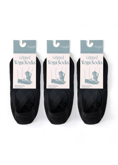 Myga Black Gripped Yoga Socks 3-Pack