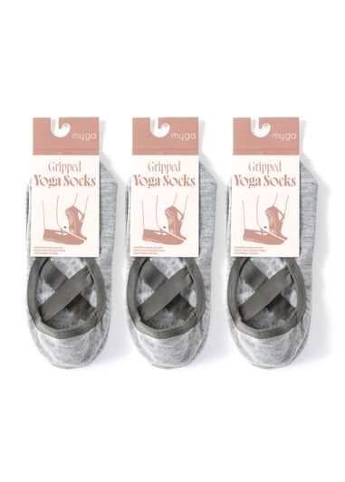 Myga Grey Gripped Yoga Socks 3-Pack