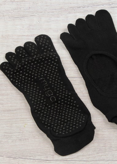 Myga Black Gripped Yoga Toe Socks 3-Pack