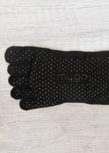 Myga Black Gripped Yoga Toe Socks 3-Pack