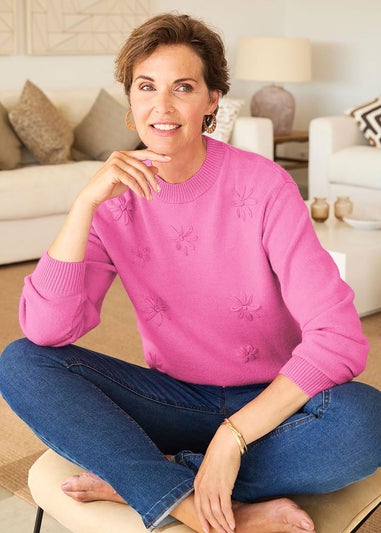 Cotton Traders Blush Pink Embroidered Jumper