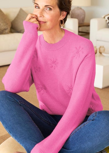 Cotton Traders Blush Pink Embroidered Jumper