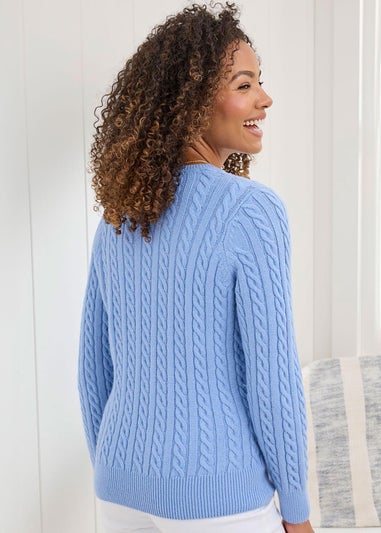 Cotton Traders Pale Blue Cutest Cable Jumper