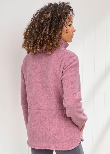 Cotton Traders Rose Pink Half-Zip Fleece Jumper