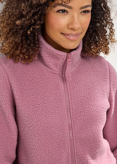 Cotton Traders Rose Pink Half-Zip Fleece Jumper