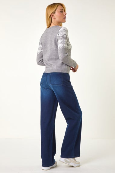 Dusk Grey Roman Snowflake Jacquard Knit Jumper