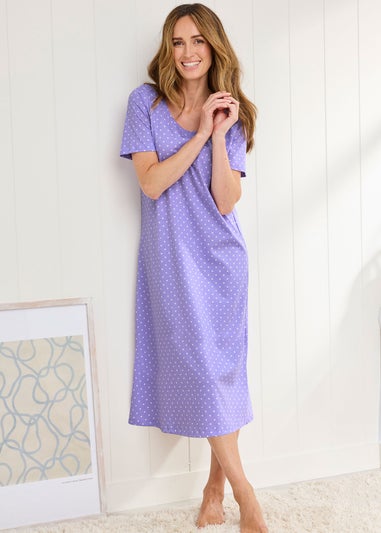 Cotton Traders Lavender 2 Pack Short Sleeve Nightdresses