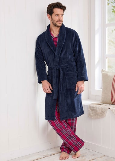 Cotton Traders Navy Fleece Dressing Gown