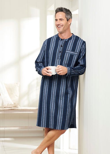 Cotton Traders Dark Blue Brushed Cotton Nightshirt