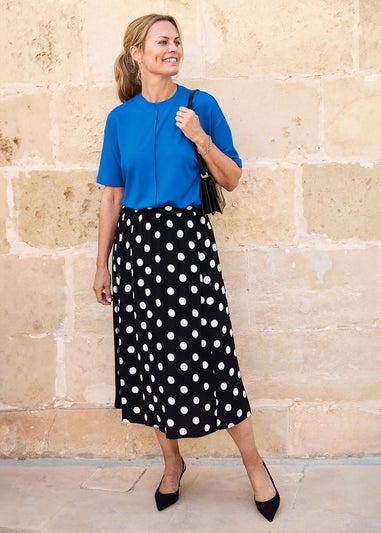 Cotton Traders Black Printed Pull-On Midi Skirt