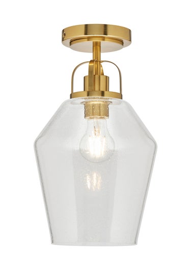 BHS Athea Brass & Bubble Glass 1 Light Flush (35cm x 21cm)