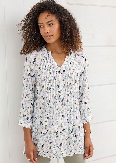 Cotton Traders Cream Printed Crinkle Tunic