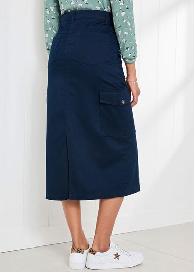 Cotton Traders Navy Cargo Maxi Skirt