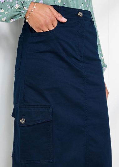 Cotton Traders Navy Cargo Maxi Skirt