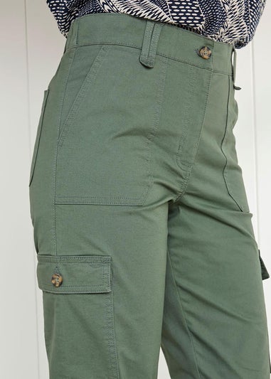 Cotton Traders Forest Green Straight-Leg Cargo Trousers