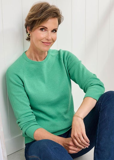 Cotton Traders Green Cotton Crew Neck Jumper