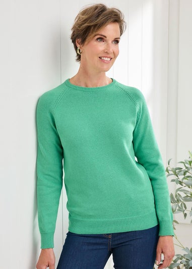 Cotton Traders Green Cotton Crew Neck Jumper