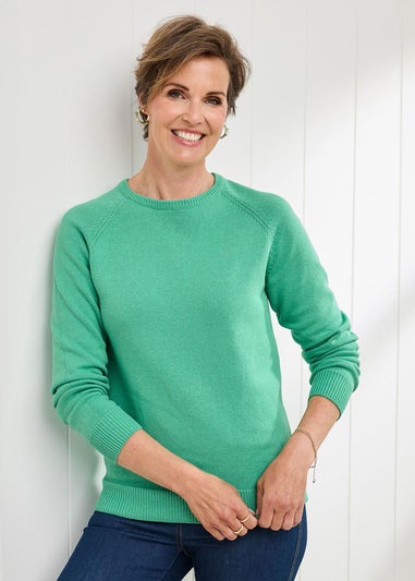 Cotton Traders Green Cotton Crew Neck Jumper