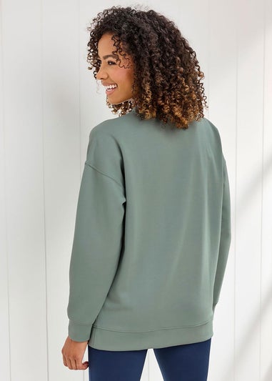 Cotton Traders Light Sage Soft Touch Longline Sweatshirt