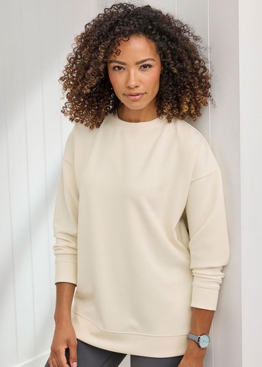 Cotton Traders Cream Soft Touch Longline Sweatshirt