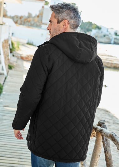 Cotton Traders Black Showerproof Quilted Mock Coat