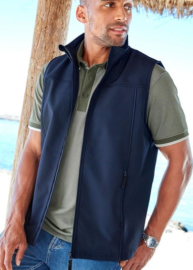 Cotton Traders Dark Blue Showerproof Fleece Lined Gilet Soft Shell