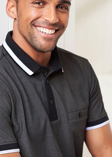 Cotton Traders Black Luxury Birdseye Polo Shirt