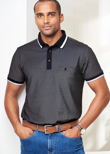 Cotton Traders Black Luxury Birdseye Polo Shirt