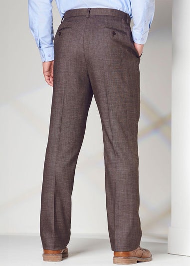 Cotton Traders Linen Flat Front Stretch Smart Check Trousers