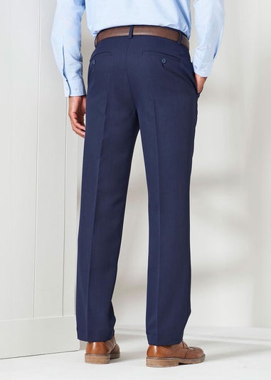 Cotton Traders French Navy Flat Front Supreme Easy-Care Trousers