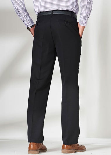 Cotton Traders Black Pleat Front Supreme Easy-Care Trousers