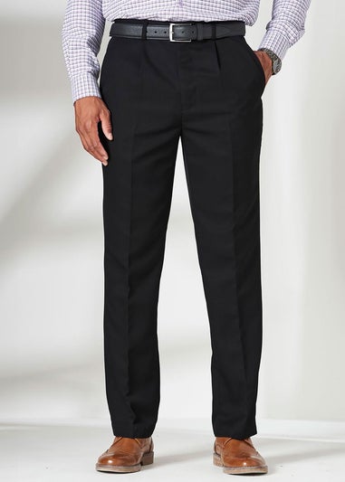 Cotton Traders Black Pleat Front Supreme Easy-Care Trousers