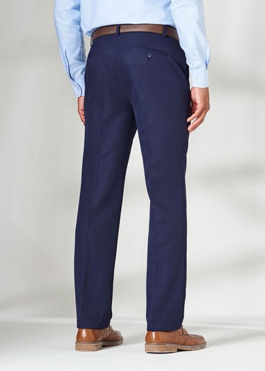 Cotton Traders French Navy Pleat Front Supreme Easy-Care Trousers