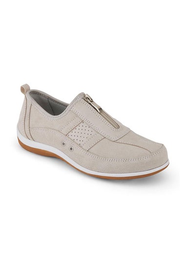 Cotton Traders Linen Suede Front Zip Leisure Flex Trainers