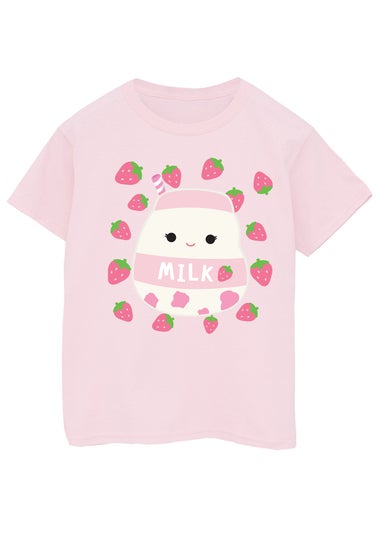 Squishmallows Amelie Strawberry Milk Pink T-Shirt (5-13 Years)