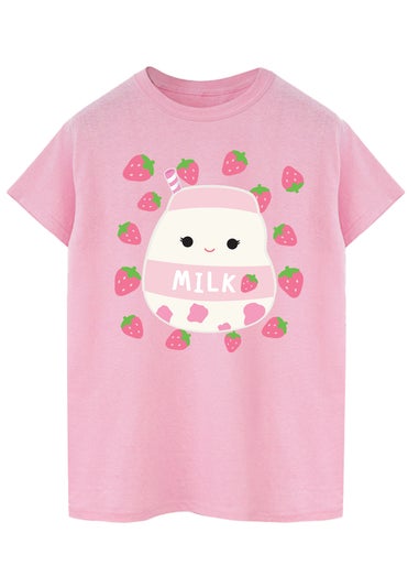 Squishmallows Amelie Strawberry Milk  Pink Boyfriend Fit T-Shirt