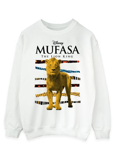 Disney Mufasa Lion Stripes Men White Sweatshirt