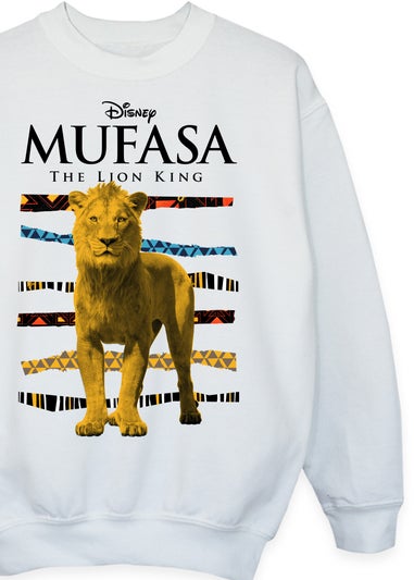 Disney Mufasa Lion Stripes Boys White Sweatshirt (3-13 Years)