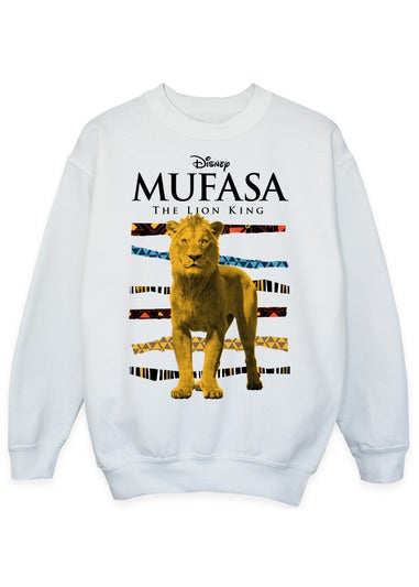 Disney Mufasa Lion Stripes Boys White Sweatshirt (3-13 Years)