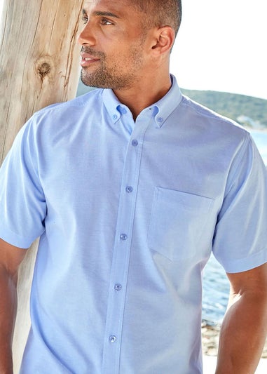 Cotton Traders Light Blue Short Sleeve Oxford Shirt