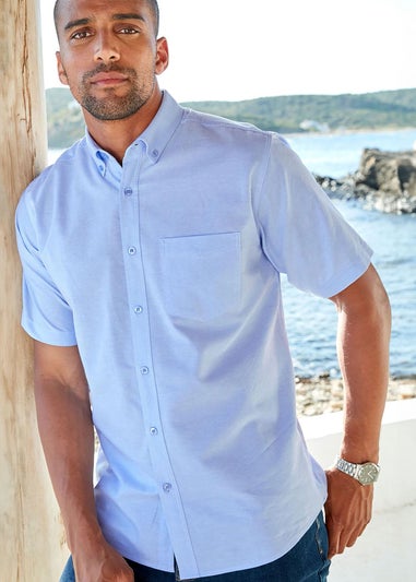 Cotton Traders Light Blue Short Sleeve Oxford Shirt