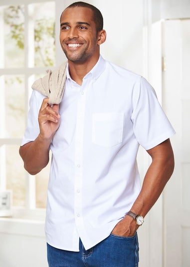 Cotton Traders White Short Sleeve Oxford Shirt