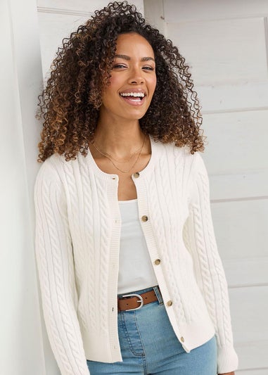 Cotton Traders Warm Cream Cutest Cable Cardigan