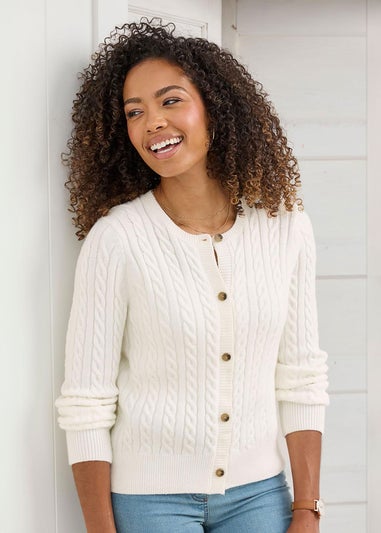 Cotton Traders Warm Cream Cutest Cable Cardigan