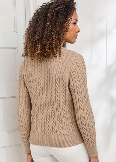 Cotton Traders Latte Cutest Cable Cardigan