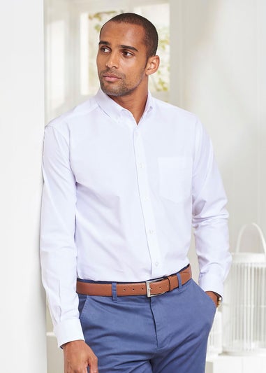 Cotton Traders White Long Sleeve Oxford Shirt