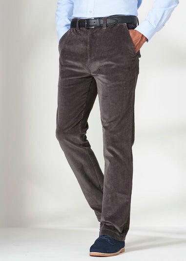 Cotton Traders Charcoal Grey Stretch Cord Comfort Trousers