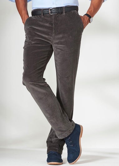 Cotton Traders Charcoal Grey Stretch Cord Comfort Trousers