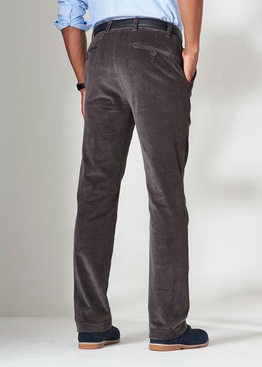 Cotton Traders Charcoal Grey Stretch Cord Comfort Trousers